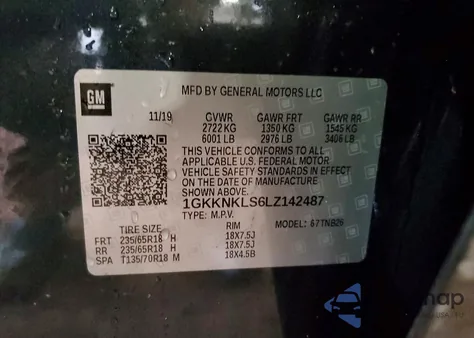 2020 GMC Acadia Sle from USA, damaged, VIN 1GKKNKLS6LZ142487